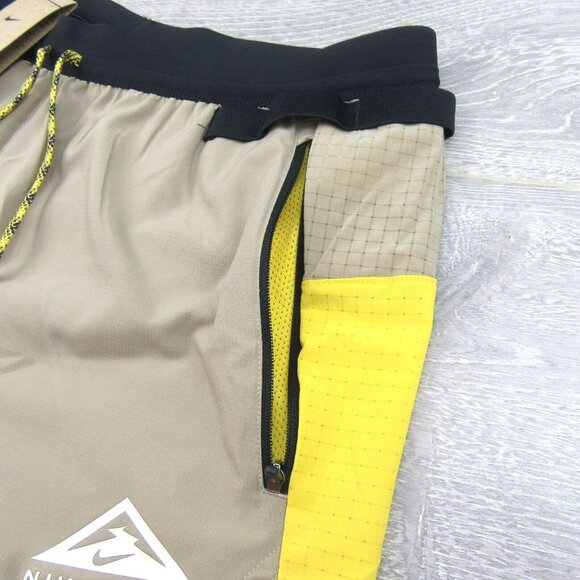 Nike Flex Stride Trail Running Shorts Mens Sz Medium Yellow Khaki NEW - Picture 4 of 15